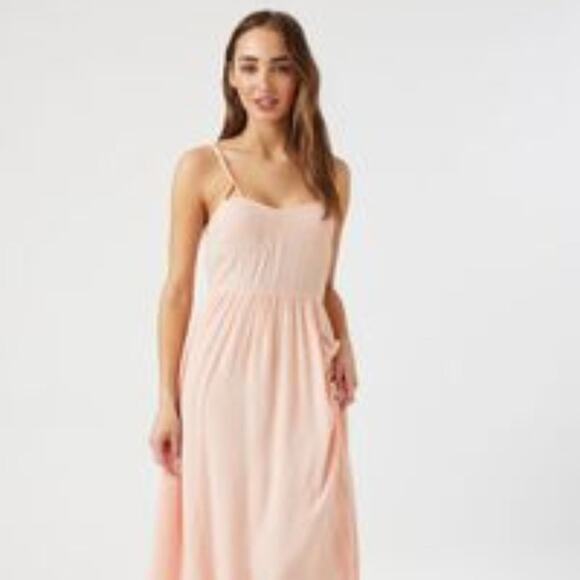 Forever 21 Women's Pink Strappy Maxi Dress Size Large - Picture 2 of 16